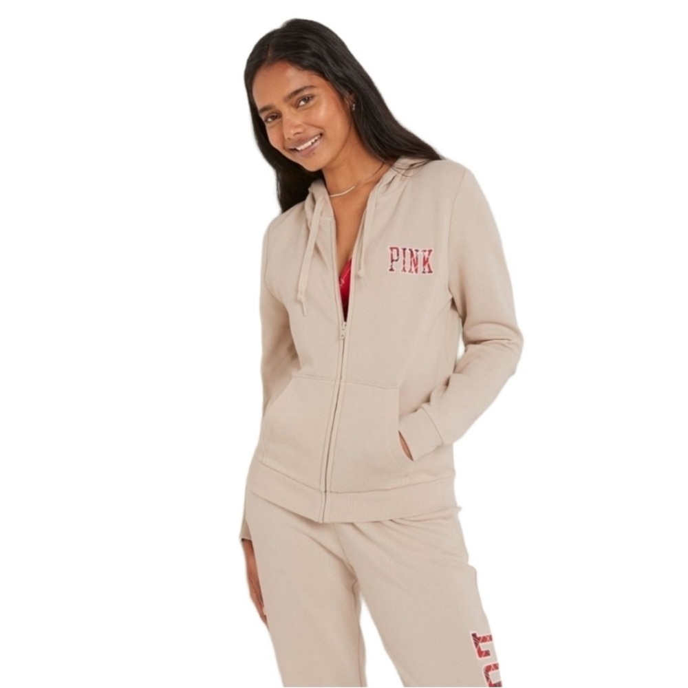 NWT Victoria's Secret PINK Fleece Zip Up Perfect Hoodie Womens Size Small